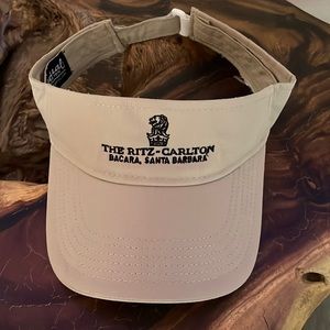 Beige Ritz Carlton Beige Bacara Santa Barbara golf visor with adjustable velcro